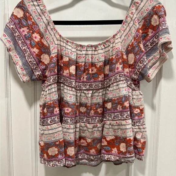 Lucky Brand Muticolor Flutter Sleeve Blouse Small - Picture 6 of 7